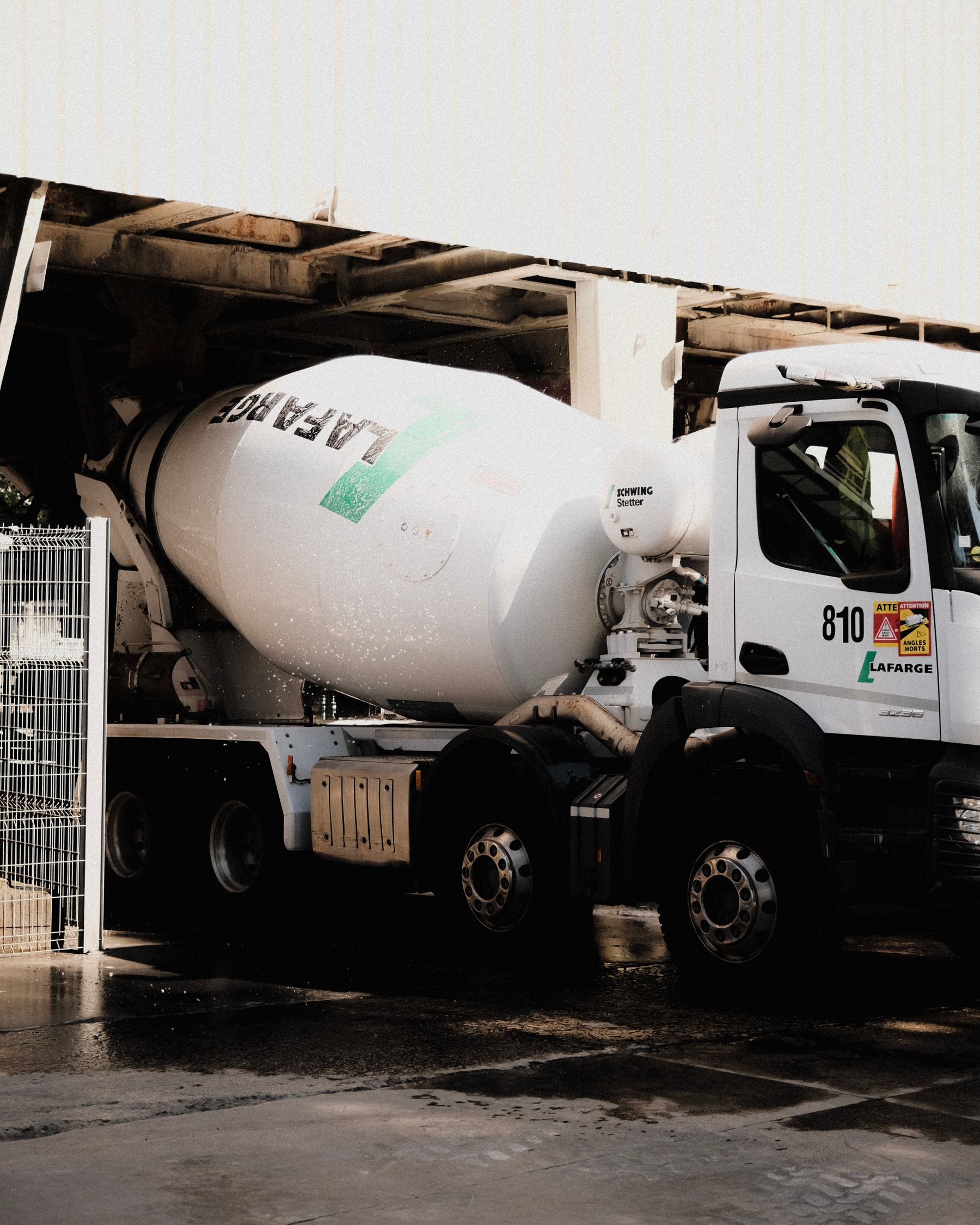Mixer truck on site ready to discharge concrete